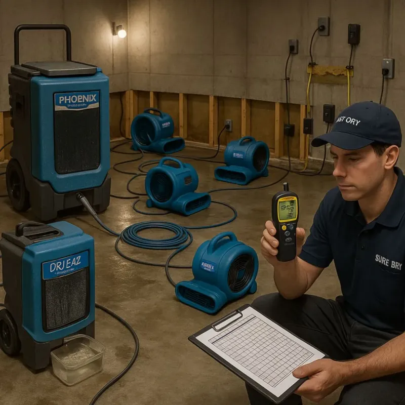 Structural Drying and Dehumidification process in Cherryville, PA